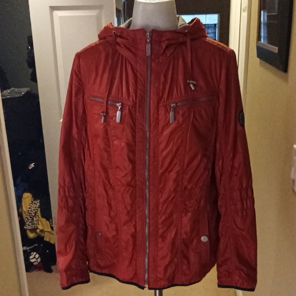 Women's Barbara Lebek Orange Lightweight Hooded Jacket Size 6-8